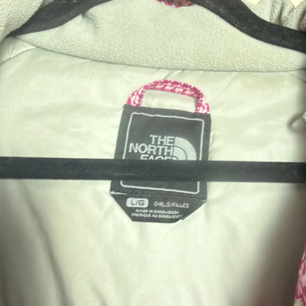 THE NORTH FACE Girls XL Pink/White Checkered All-Weather Jacket w/Removable Hood